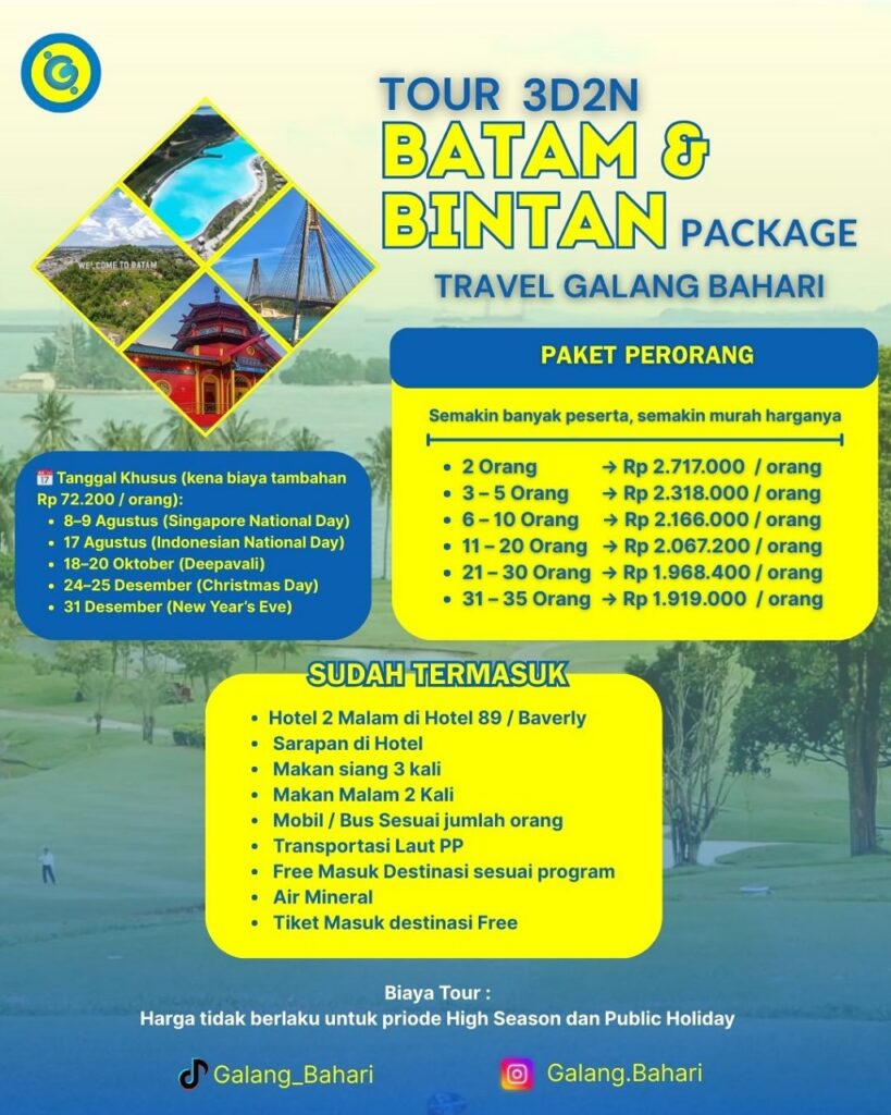 Tour Batam & Bintan 3D2N Bersama Travel Galang Bahari Liburan Eksklusif yang Mengubah Cara Anda Menikmati Kepulauan Riau Kontak Kontak nomor 0813-7836-3090 01