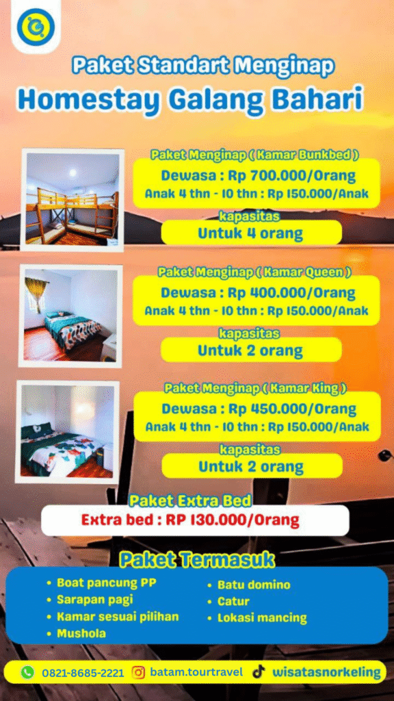 Paket Standar Menginap Homestay Galang Bahari – Liburan Nyaman & Hemat di Batam Hubungi 0821-8685-2221