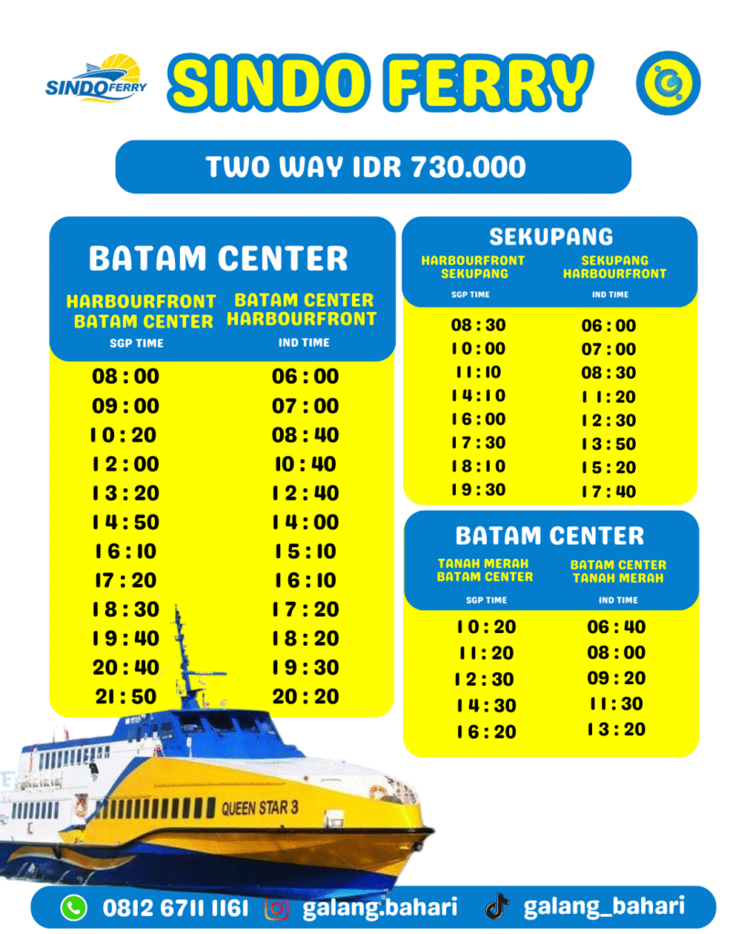 Sindo Ferry Batam – Singapura (Batam Center & Sekupang) Jadwal & Harga Tiket
