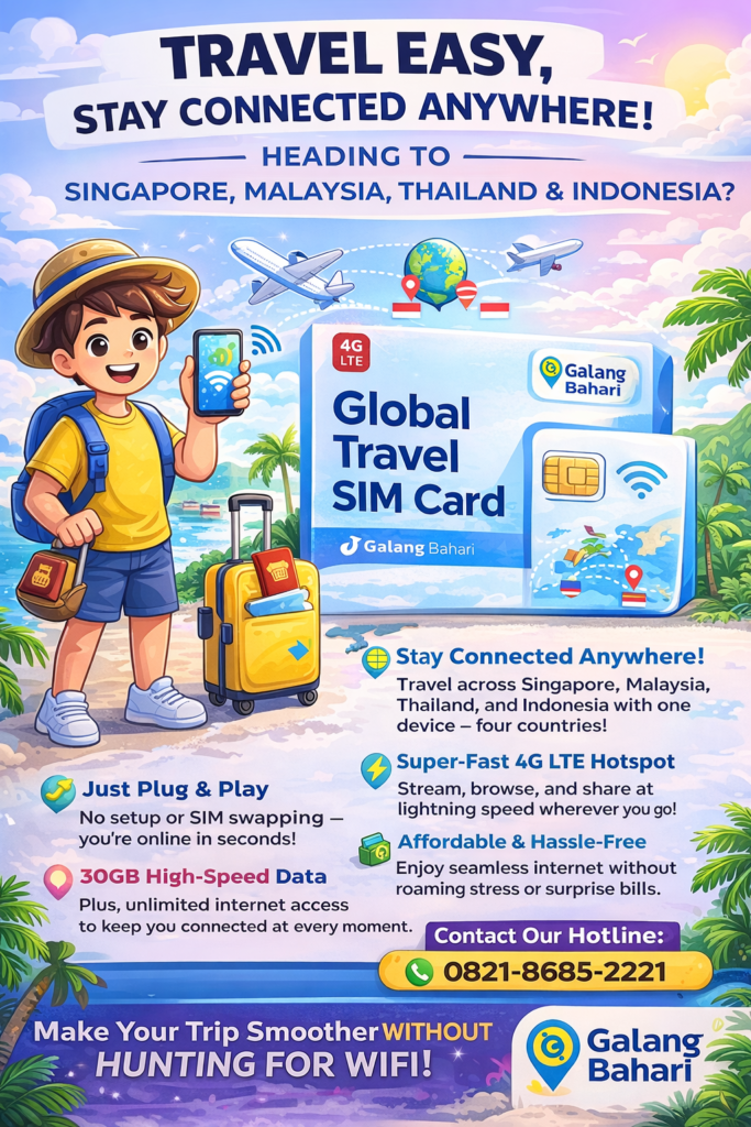 Global Travel SIM Card 4G LTE International Data Package Singapore Malaysia Thailand Indonesia – Booking 0821-8685-2221