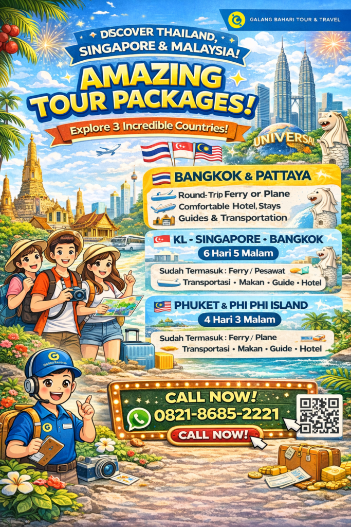 Thailand Singapore Malaysia Tour Package Explore Bangkok Pattaya Kuala Lumpur and Singapore with Hotel and Guide – Booking 0821-8685-2221