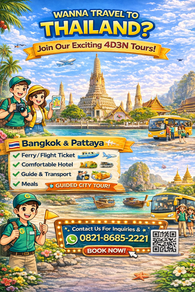 Amazing Thailand Tour Package Bangkok Pattaya 4D3N with Hotel Transport Meals and Guide – Booking 0821-8685-2221