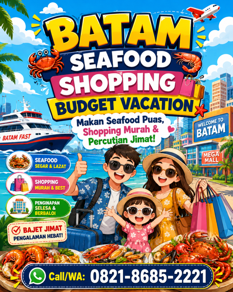 👉 Batam Seafood Shopping Budget Vacation Makan Seafood Puas, Shopping Murah & Percutian Jimat! CallWA 0821-8685-2221