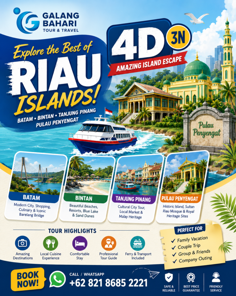 4D3N Batam, Bintan, Tanjung Pinang & Pulau Penyengat Tour | Call/WA +62 821-8685-2221