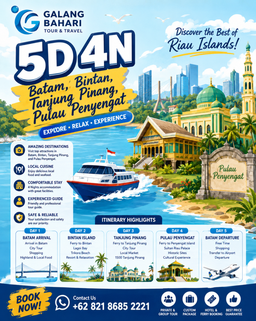 5D4N Batam, Bintan, Tanjung Pinang & Pulau Penyengat Tour | Call/WA: +62 821-8685-2221